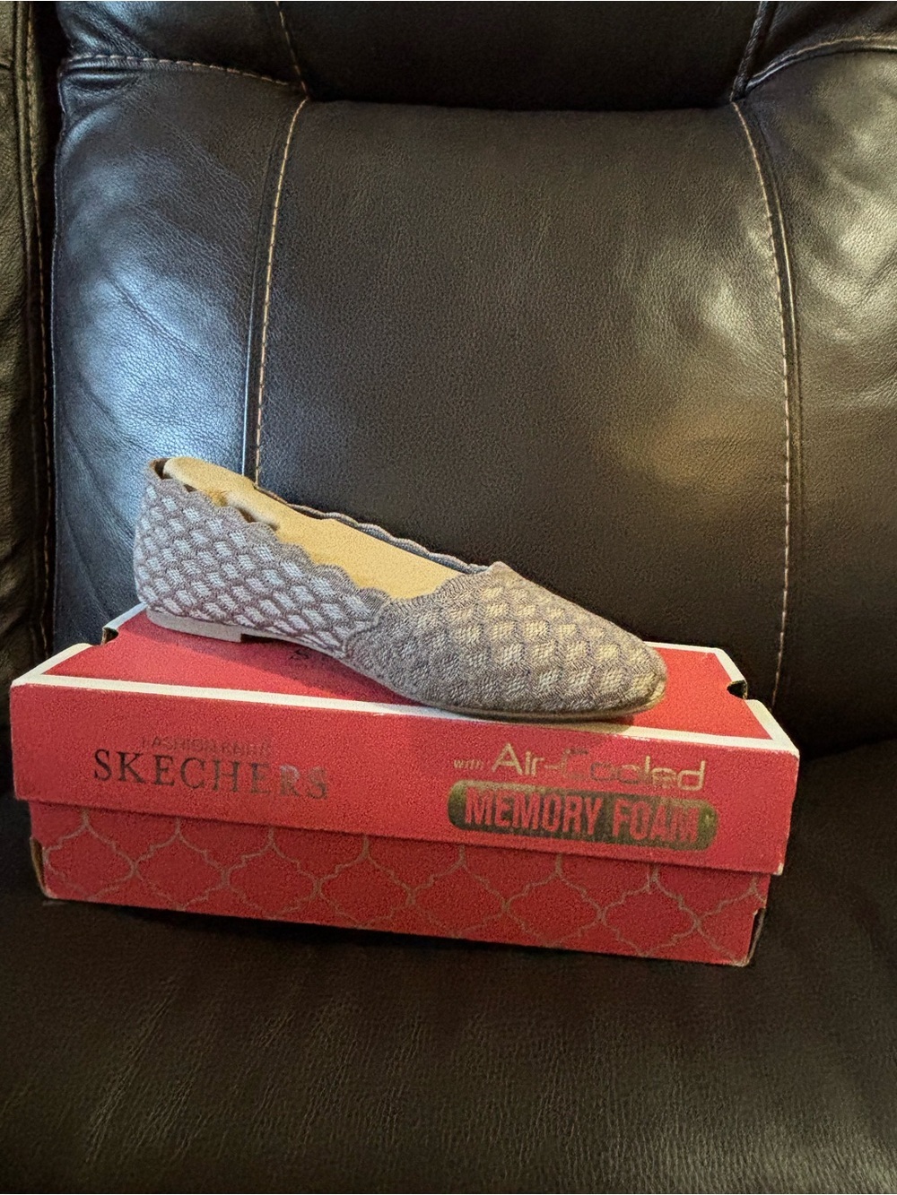 Skechers Women's Gray Woven Slip-On Ballet Flat